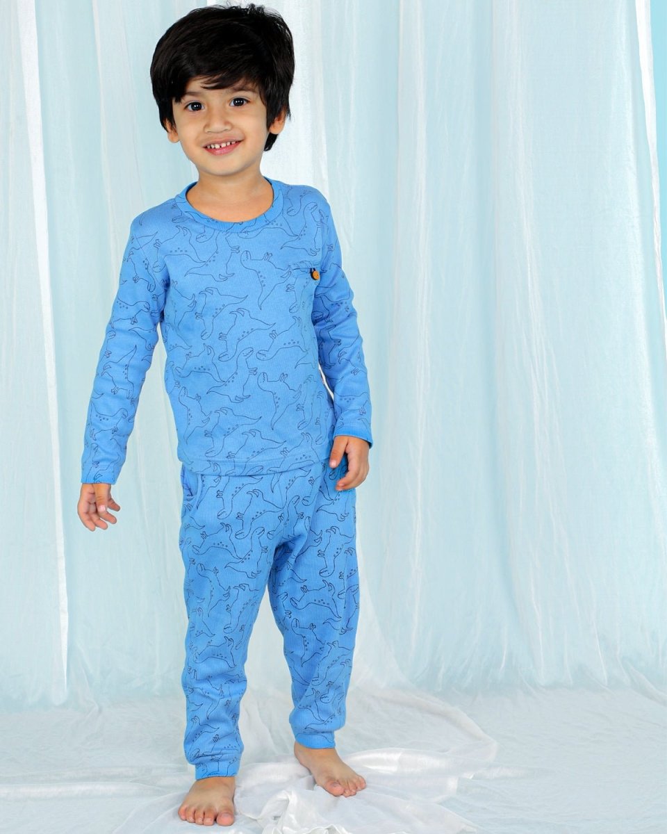 Dino Doodle Blue Boys Jogger Set