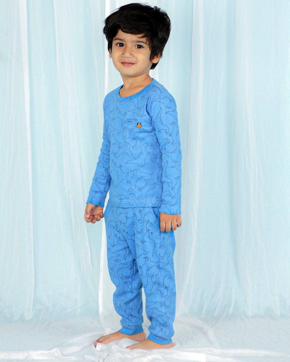 Dino Doodle Blue Boys Jogger Set