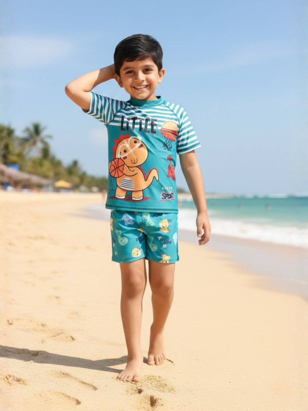 Dino Dribble Boys T-shirt And Short Swim Set