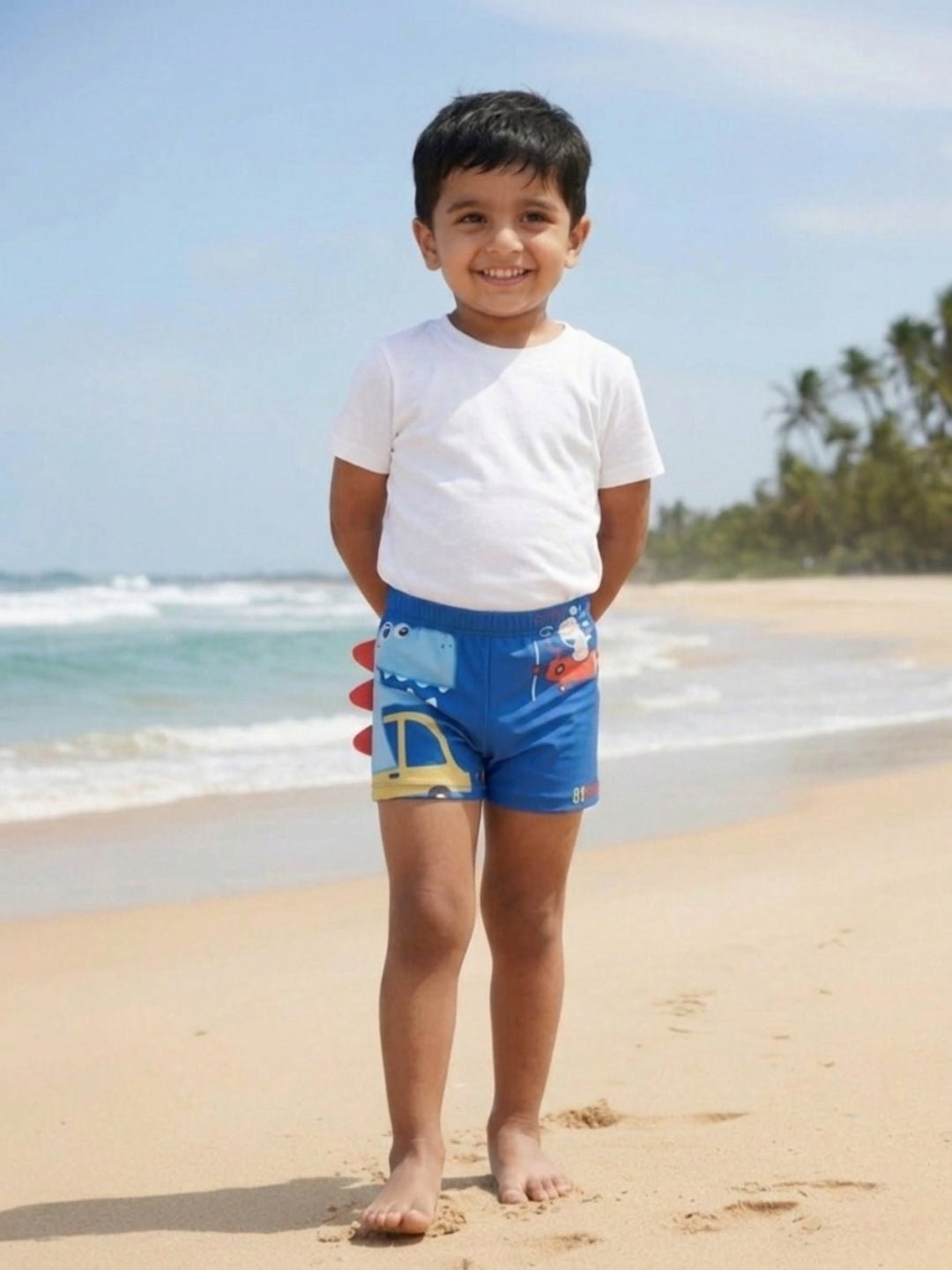Dino Drive 'N' Dive Boys Swim Shorts With Cap Set