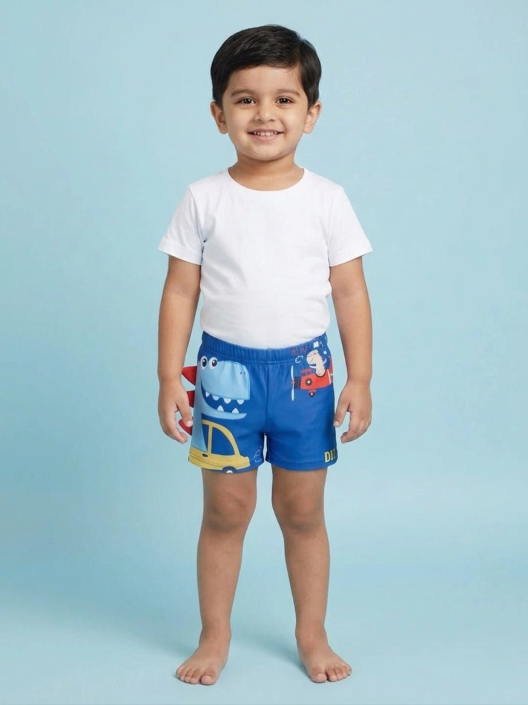 Dino Drive 'N' Dive Boys Swim Shorts With Cap Set