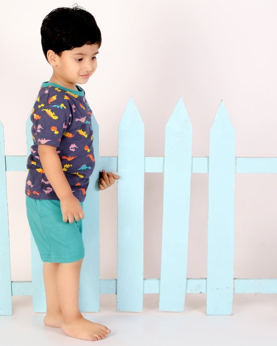 Dino Squad Boys Casual Cotton T-Shirt and Shorts Set