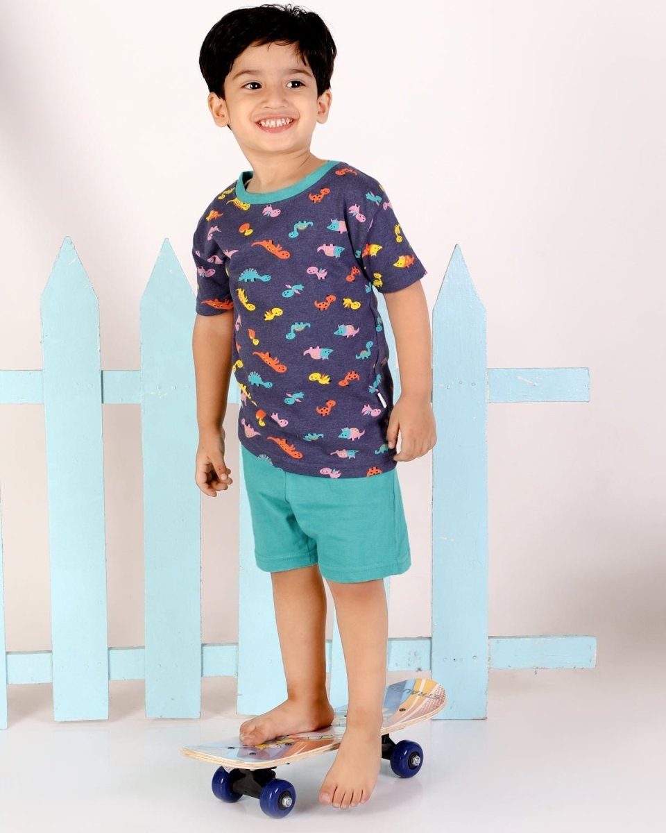 Dino Squad Boys Casual Cotton T-Shirt and Shorts Set