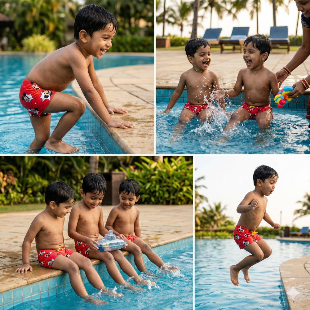 Mickey Boys Character Print Polyester Spandex Swim Trunks