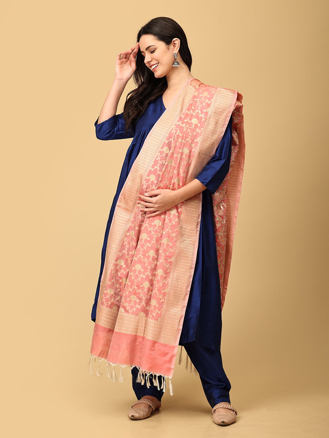 Diva Blue Maternity and Nursing Silk Kurta Set Blue