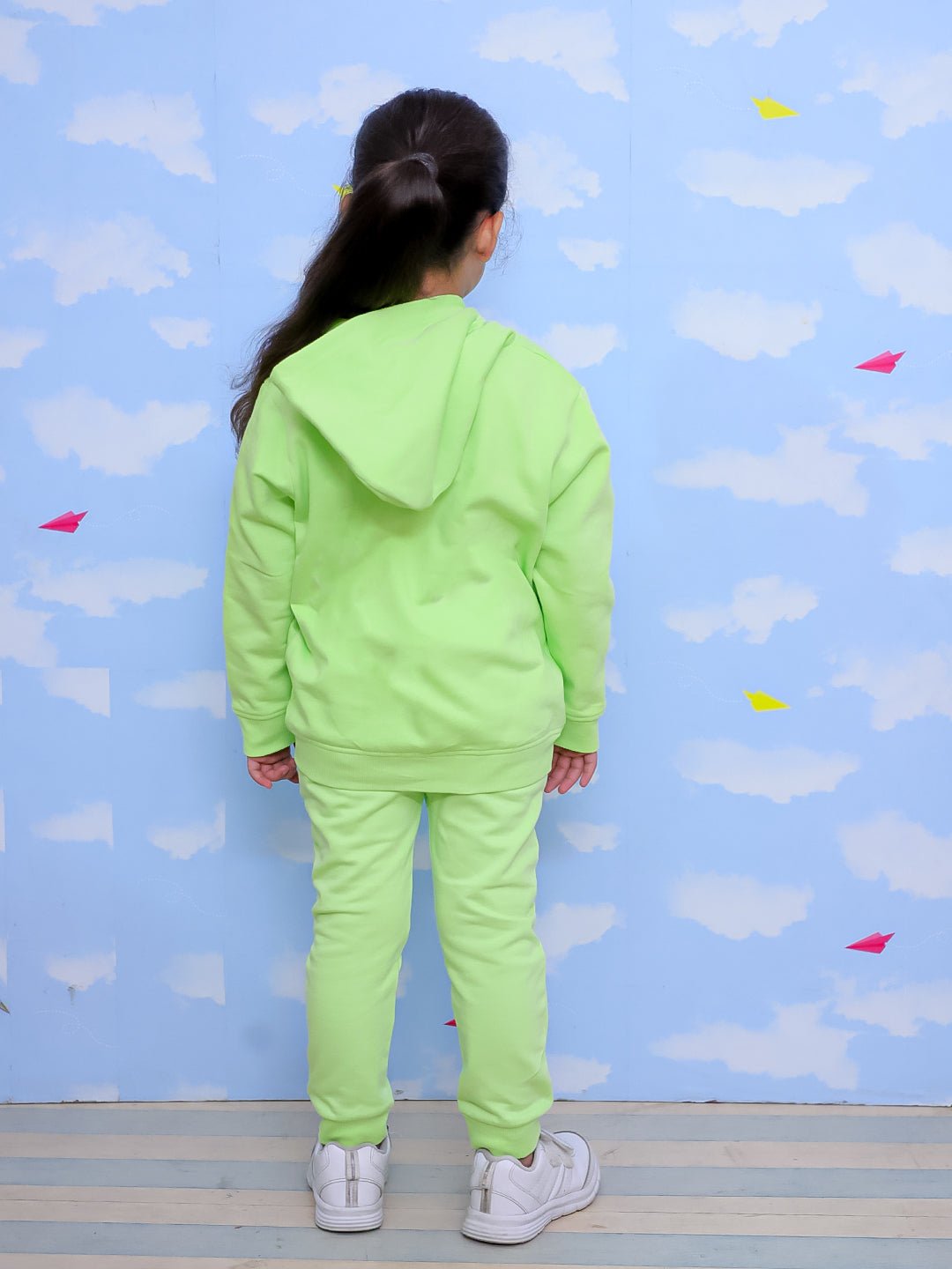 DJ Neon Zipper Jacket And Neon Green Sweatpants For Kids