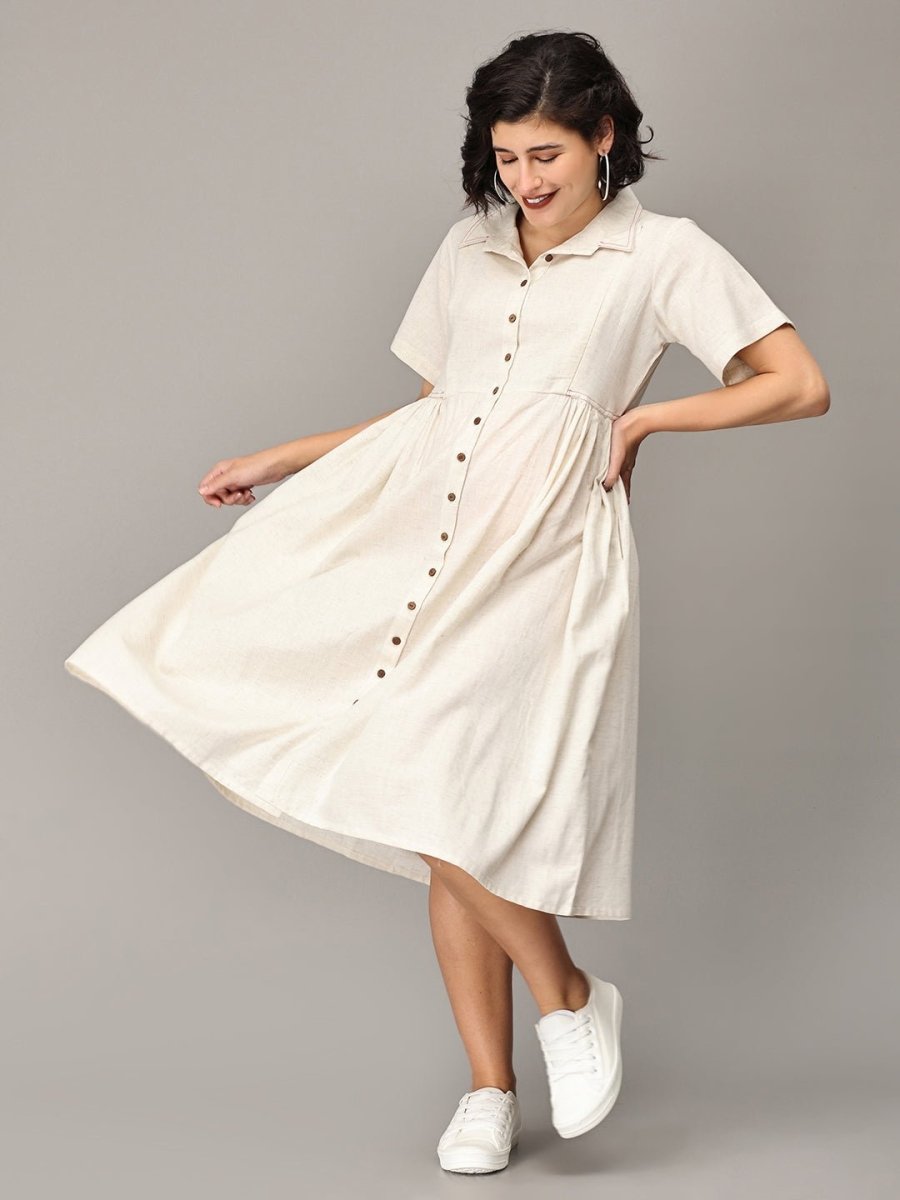 Dulce De Leche Maternity and Nursing Dress Off White