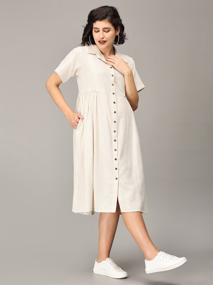 Dulce De Leche Maternity and Nursing Dress Off White