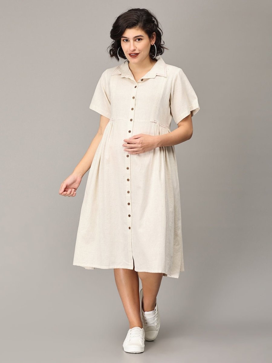 Dulce De Leche Maternity and Nursing Dress Off White