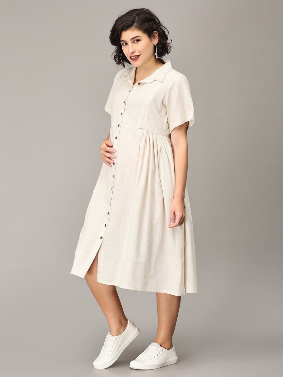 Dulce De Leche Maternity and Nursing Dress Off White