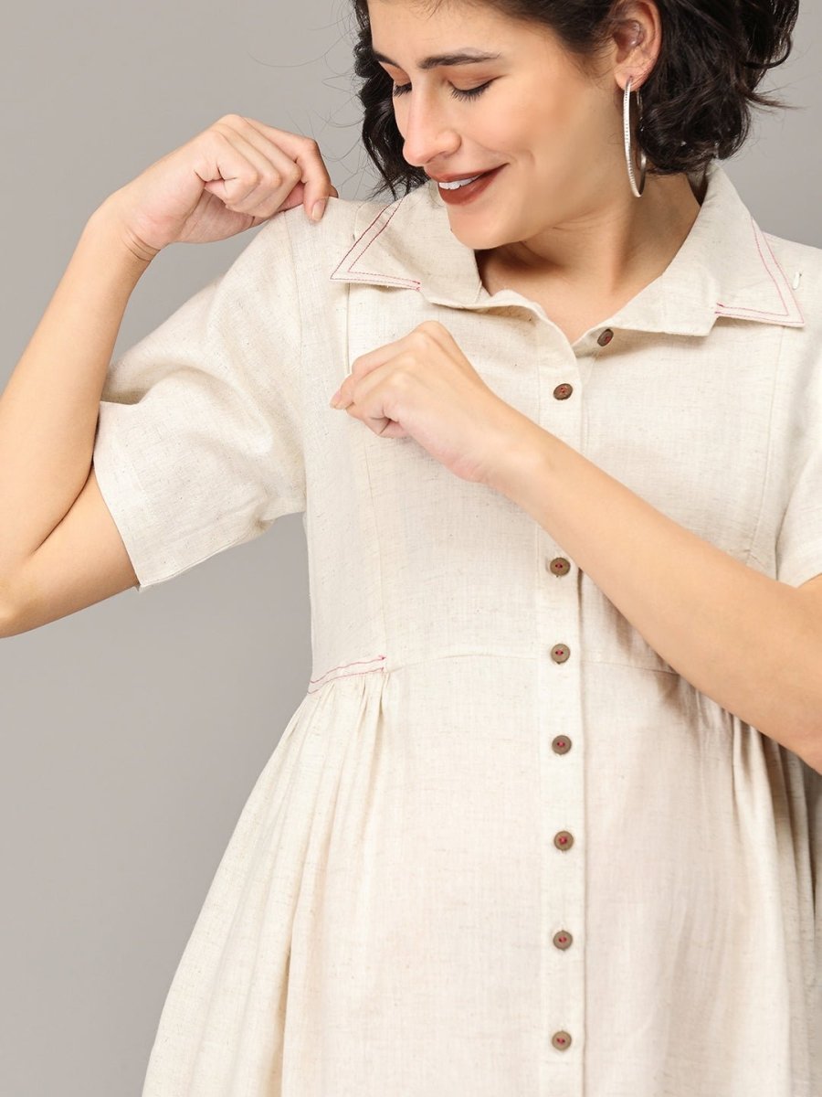 Dulce De Leche Maternity and Nursing Dress Off White