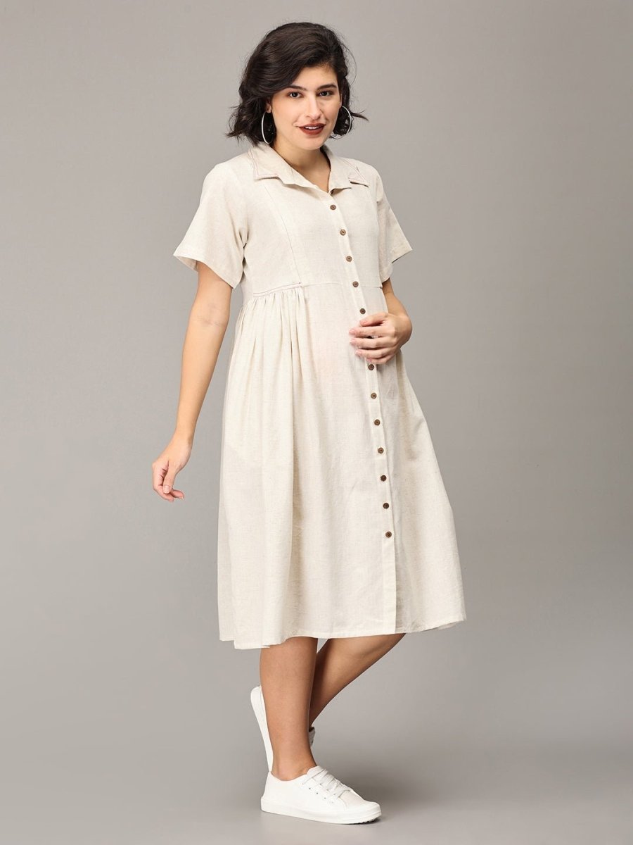 Dulce De Leche Maternity and Nursing Dress Off White