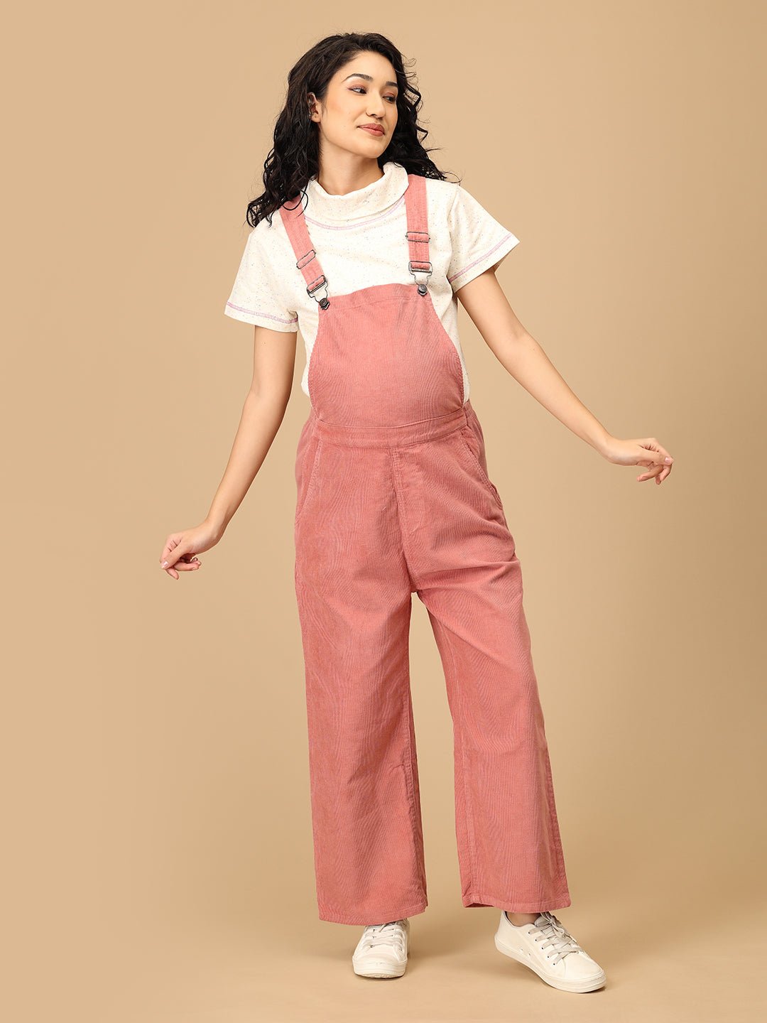 Dusky Rose Corduroy Maternity Dungaree Dusky Rose