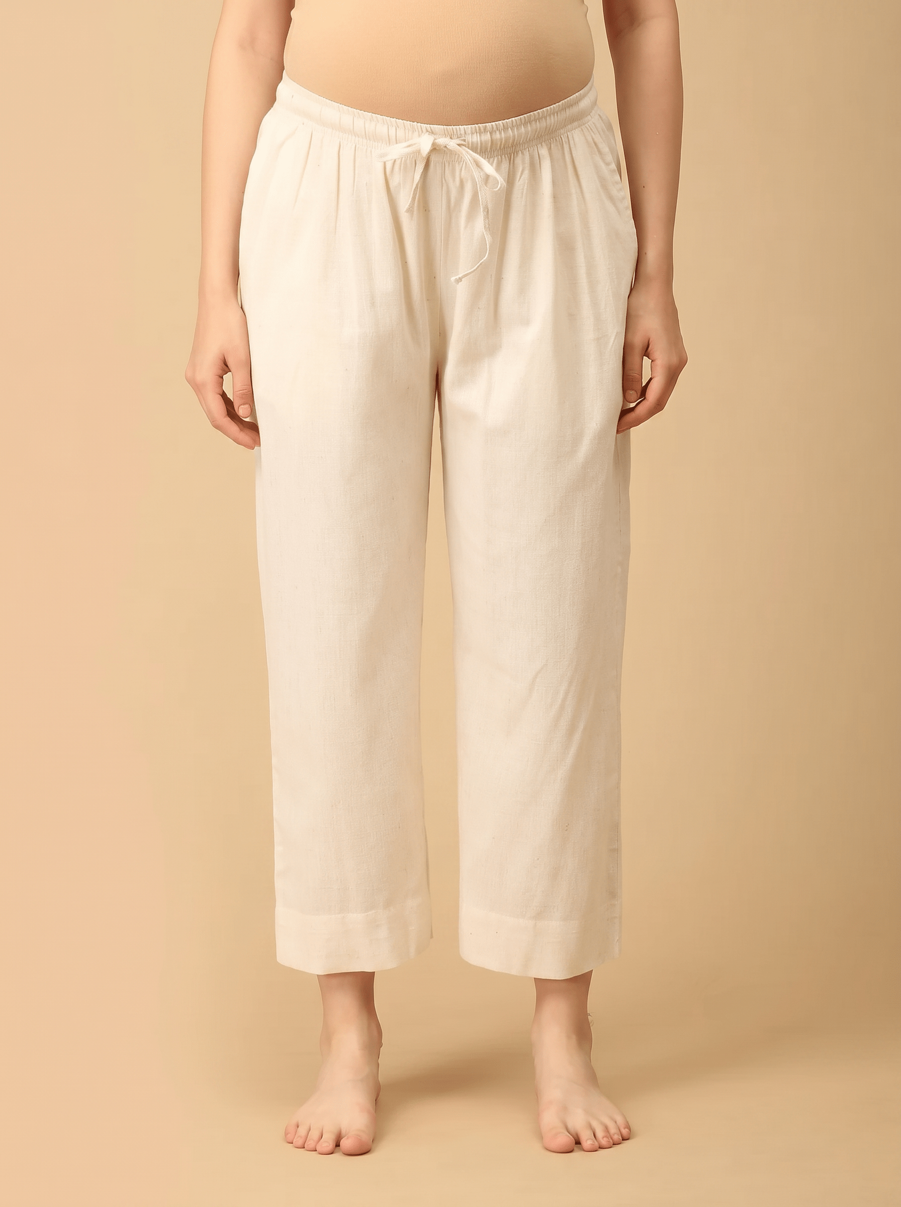 Earthen Drift Maternity Lounge Pants with Drawstring Off White