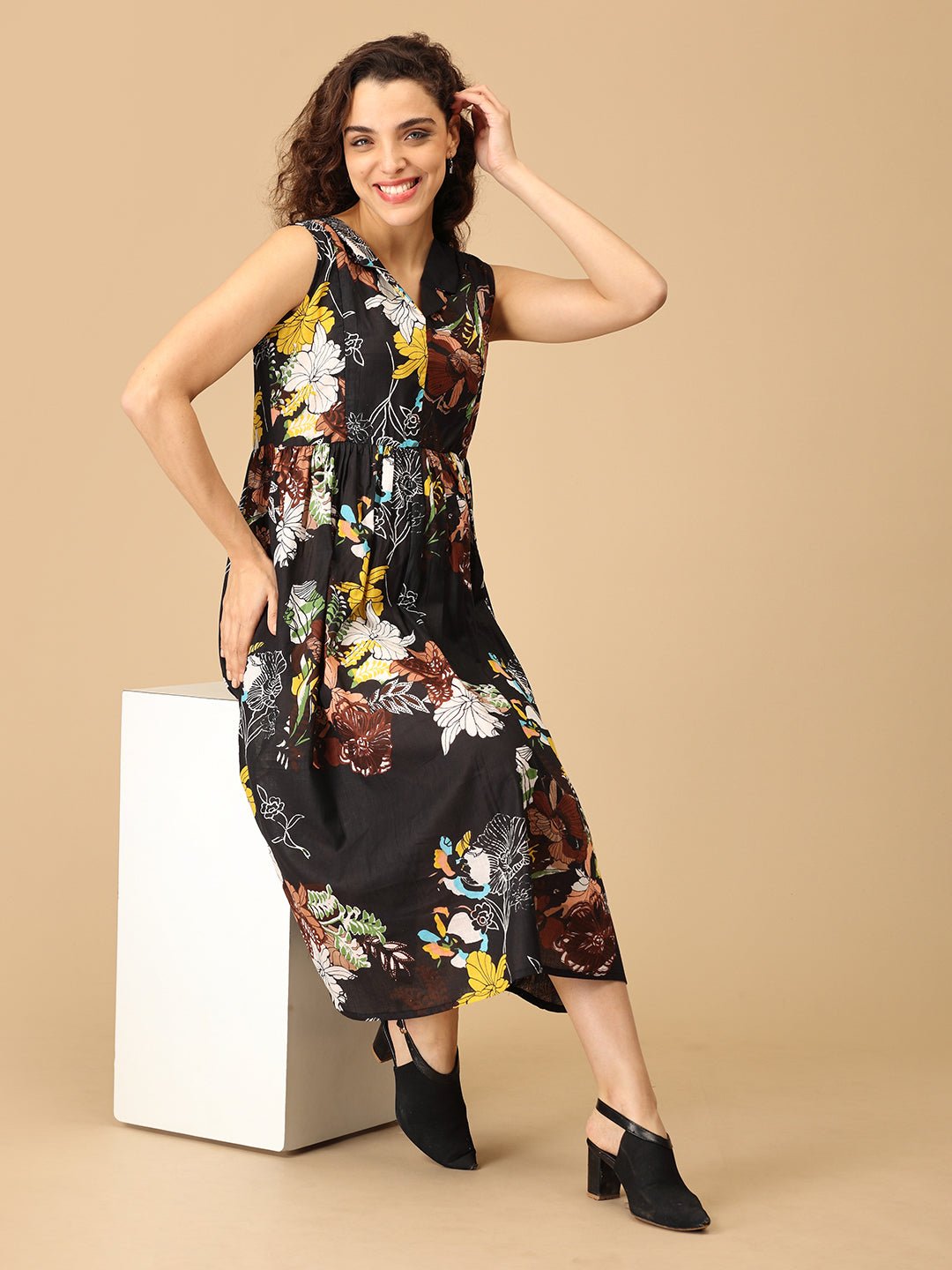 Ebon Bloom Maternity and Nursing Dress Multi