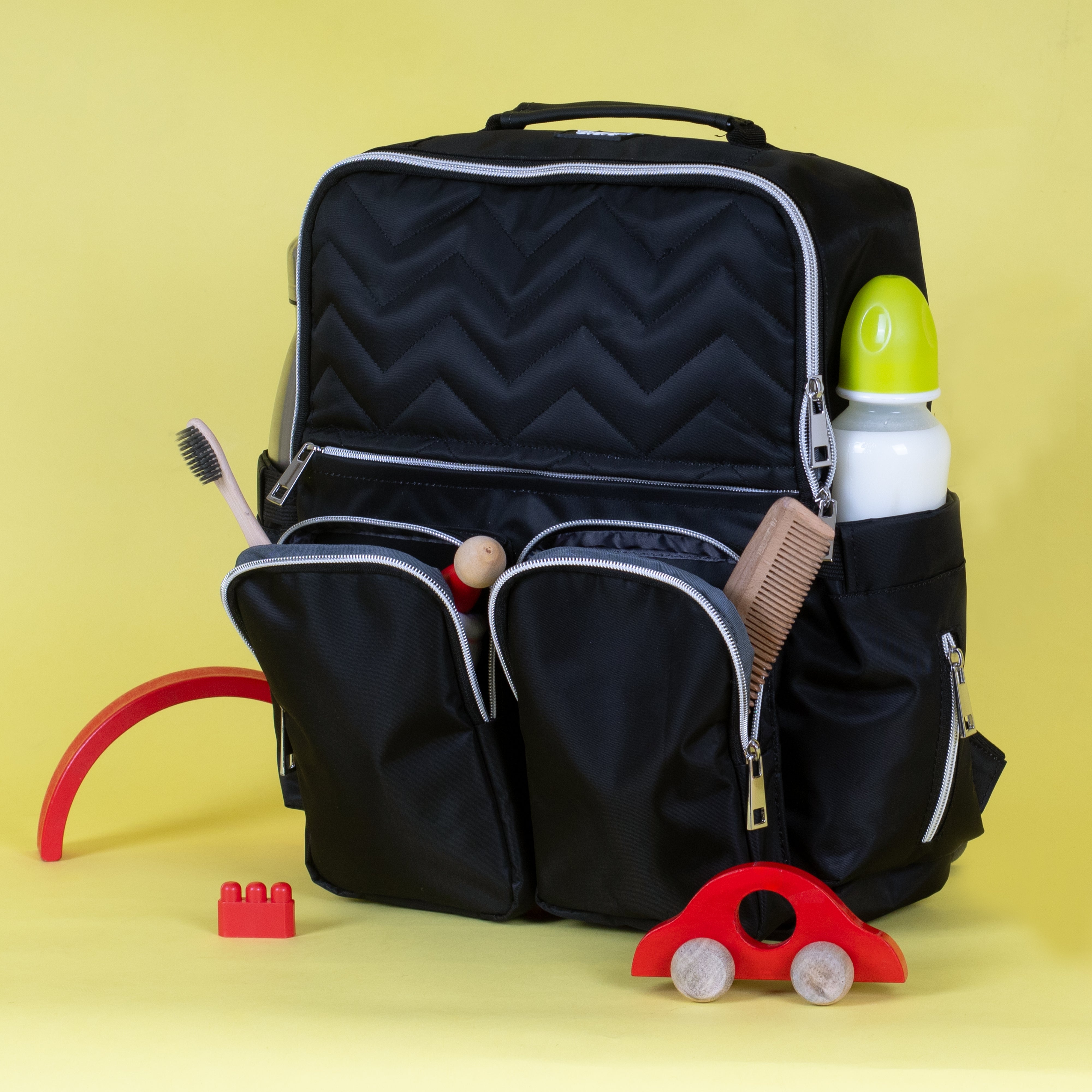 Ebony Black Diaper Bag Waterproof Travel Backpack