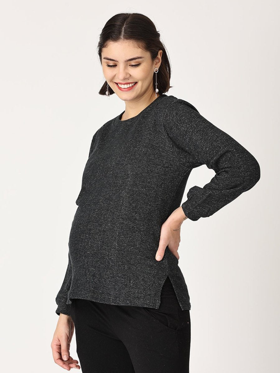 Eclipse Maternity and Nursing Sweatshirt Black
