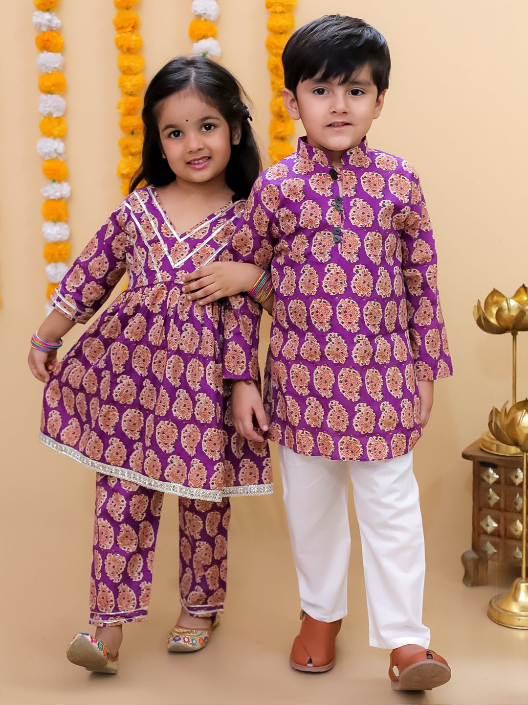 Amethyst Allure Girls And Boys Ethnic Twinning Combo Of 2