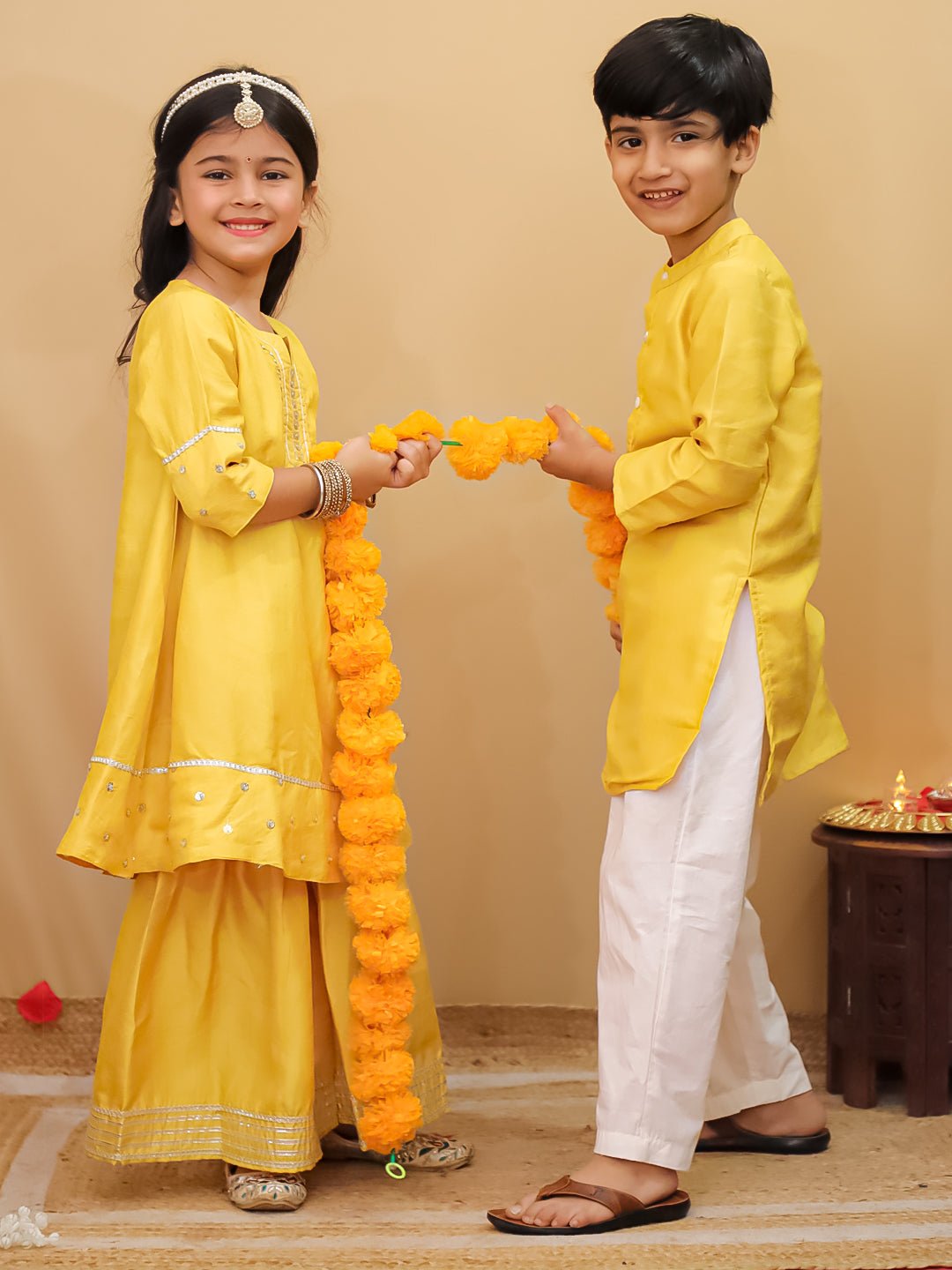 Golden Hour Silk Kurta Pajama And Anarkali Sharara Ethnic Set