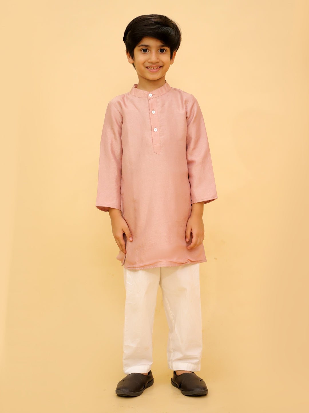 Rosé Radiance Silk Kurta Pajama And Anarkali Sharara Twinning Combo Of 2