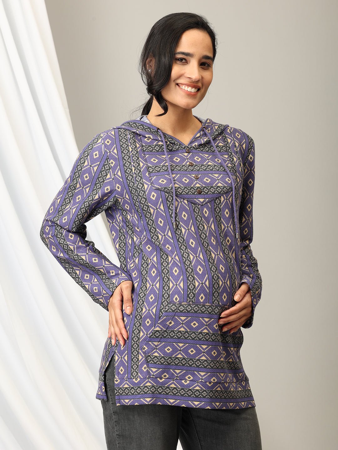 Euphoric Dazzle Maternity and Nursing Hoodie Sweatshirt Purple