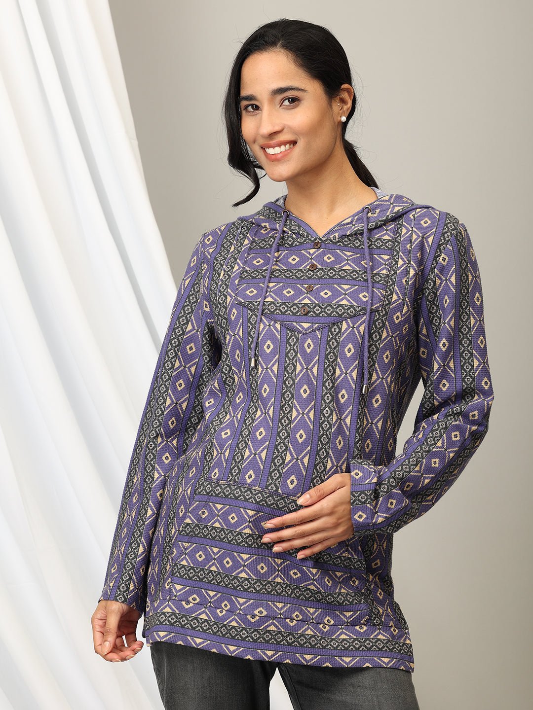 Euphoric Dazzle Maternity and Nursing Hoodie Sweatshirt Purple