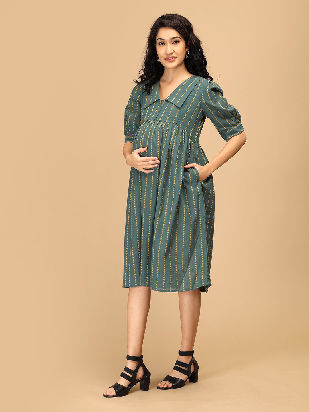 Everyday Ease Maternity and Nursing Dress Olive