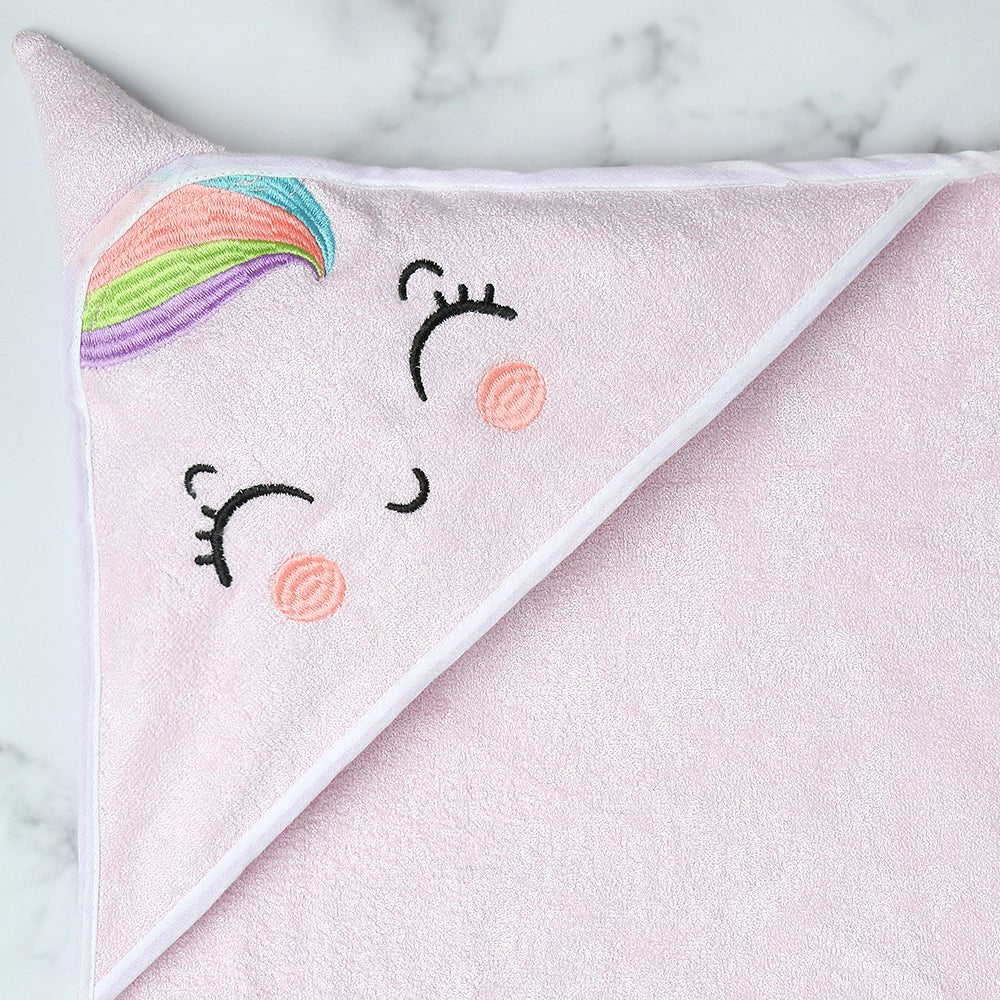 Unicorn Bamboo Cotton Hooded Baby Towel With Animal Face Hood