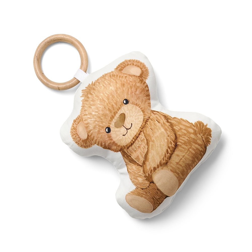 Fancy Fluff Cuddle Bear Organic Shape Cushion Teether For Babies