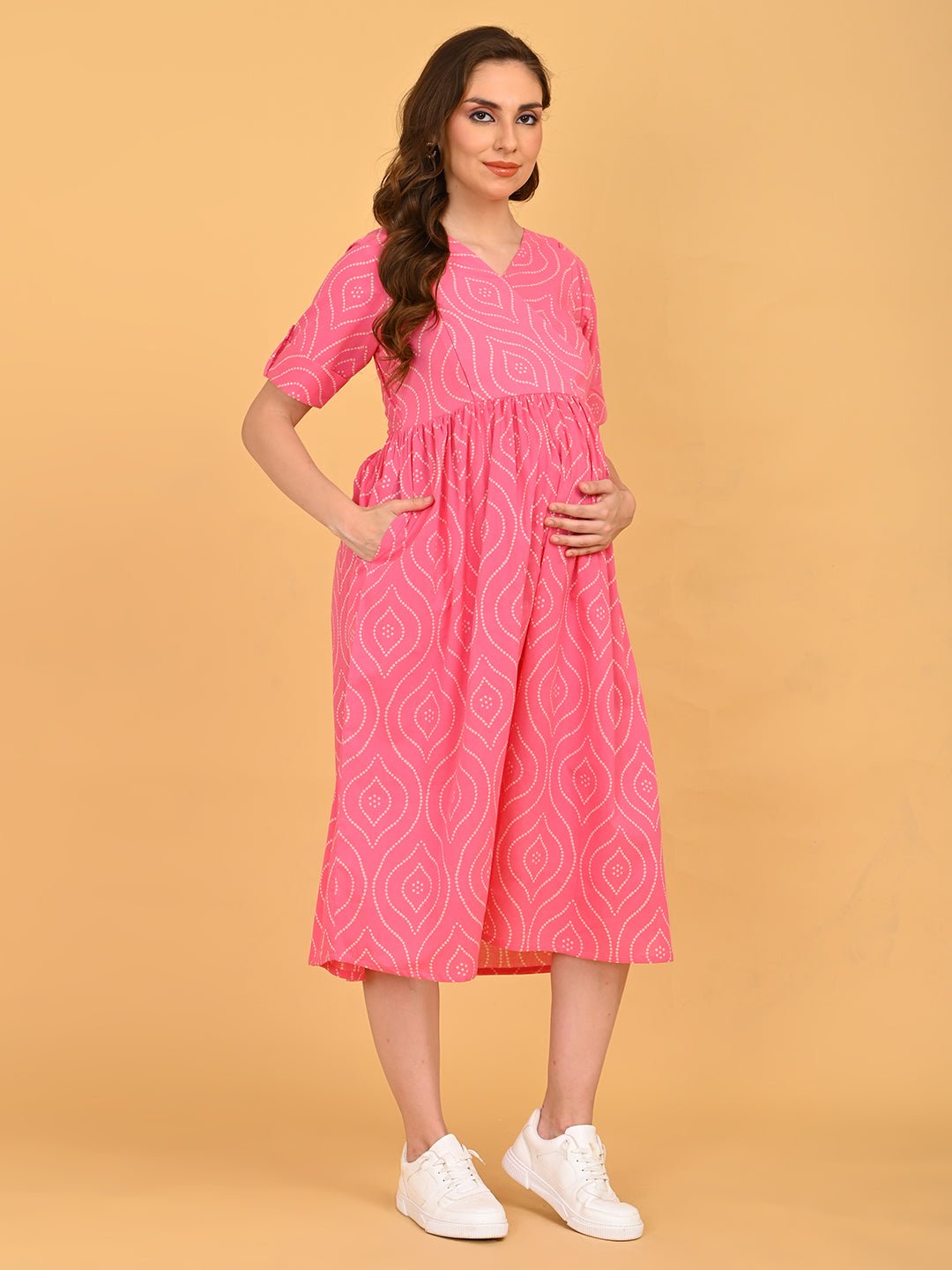 Flamingo Flirt Maternity and Nursing Dress Pink