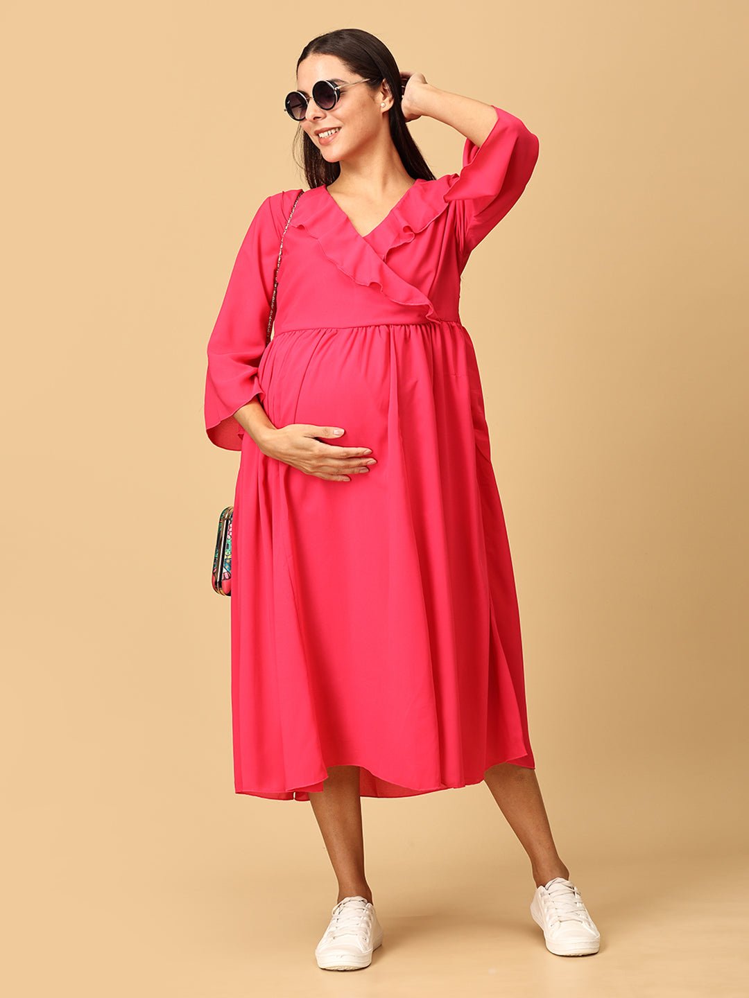 Flashback Fuchsia Maternity and Nursing Dress Fuchsia