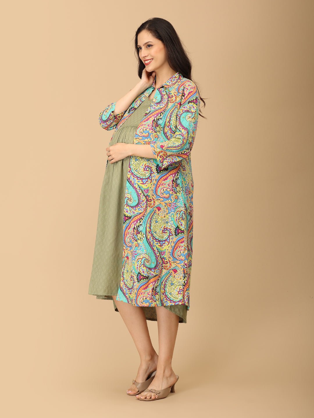 Floret Fizz Maternity and Nursing Shacket Dress Multi
