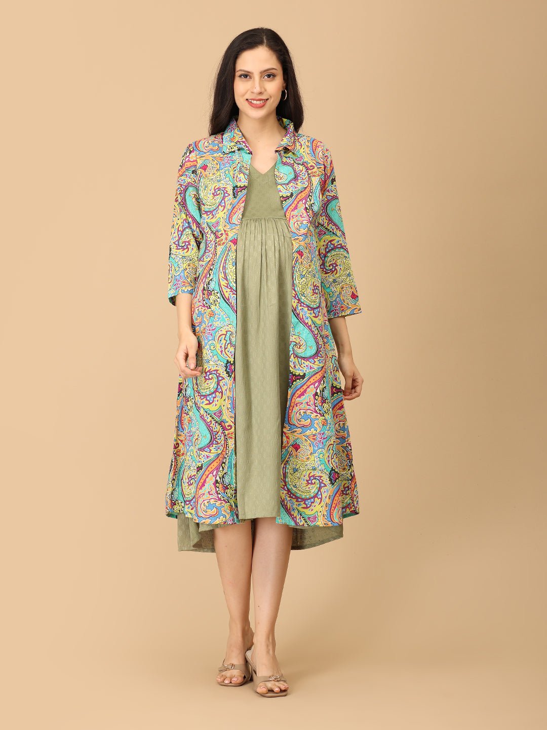 Floret Fizz Maternity and Nursing Shacket Dress Multi