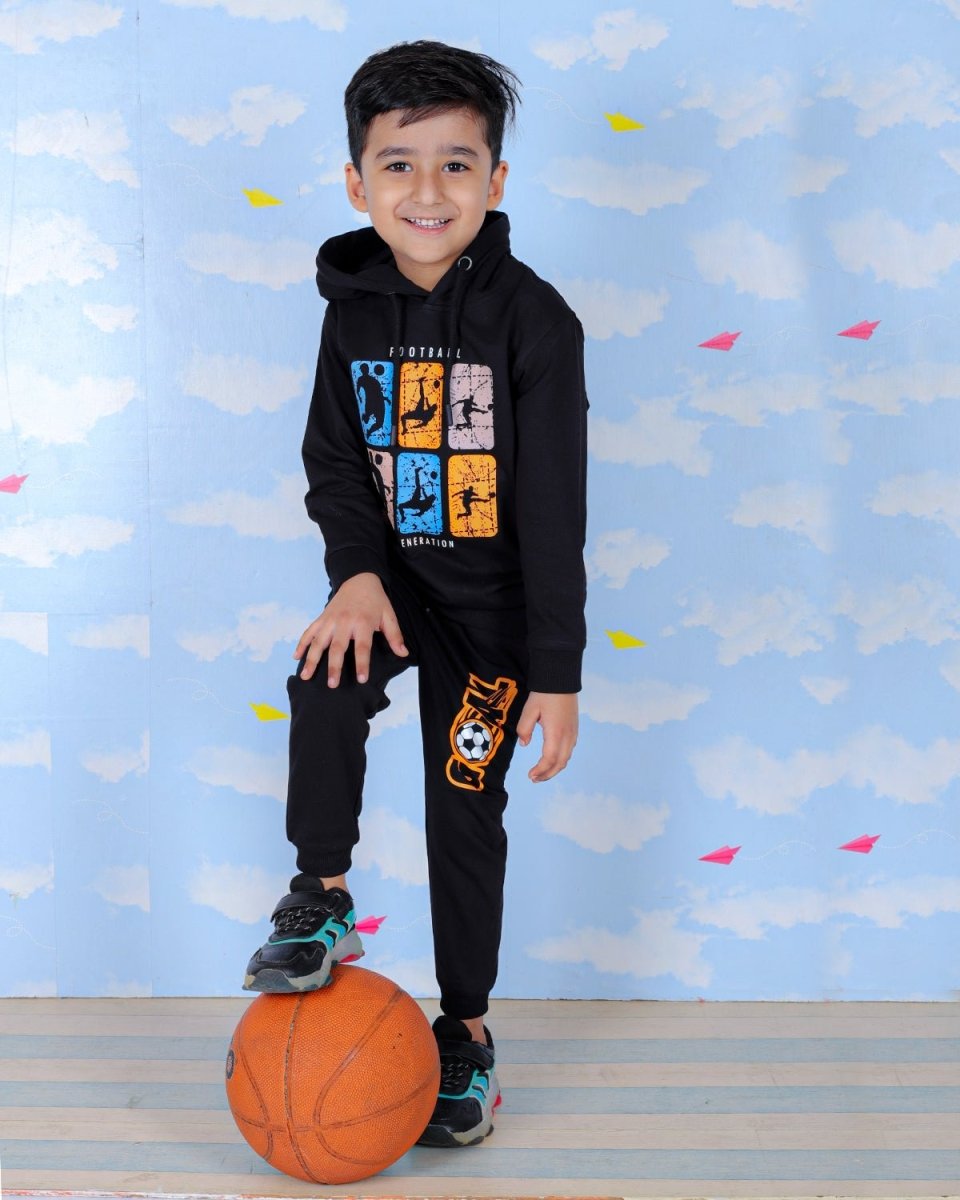 Black Football Generation Sweatshirt Jogger Set For Boys