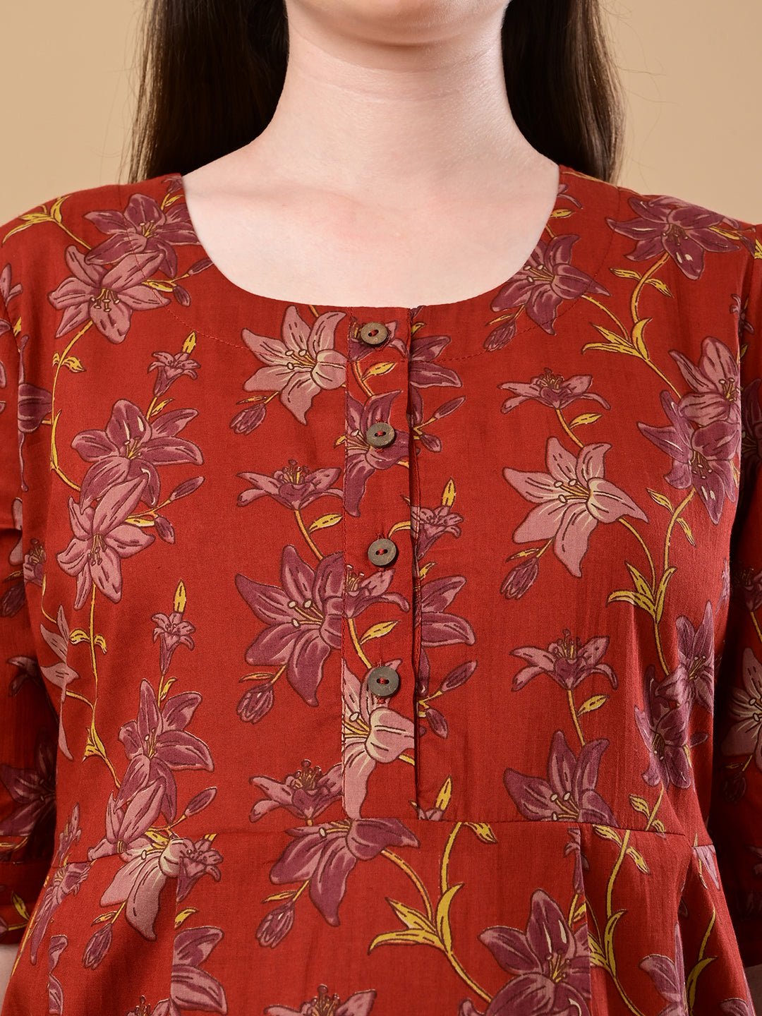 Garnet Gallery Maternity and Nursing Dress Maroon