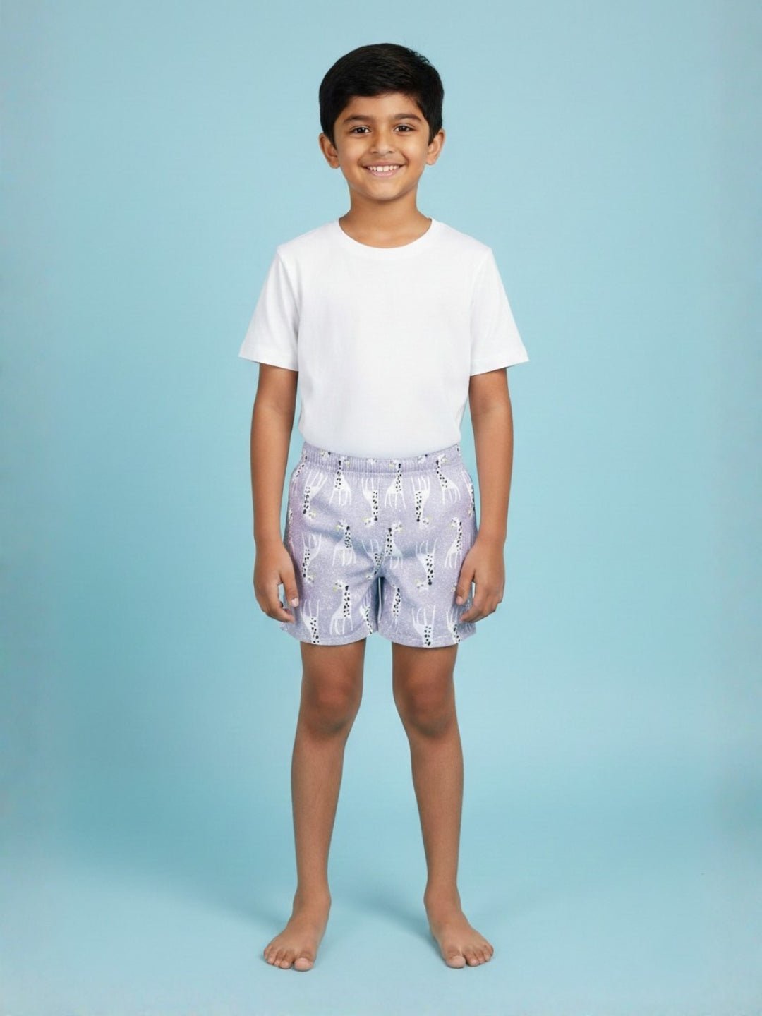 Giraffe Glide All-Over Print Boys Swim Shorts