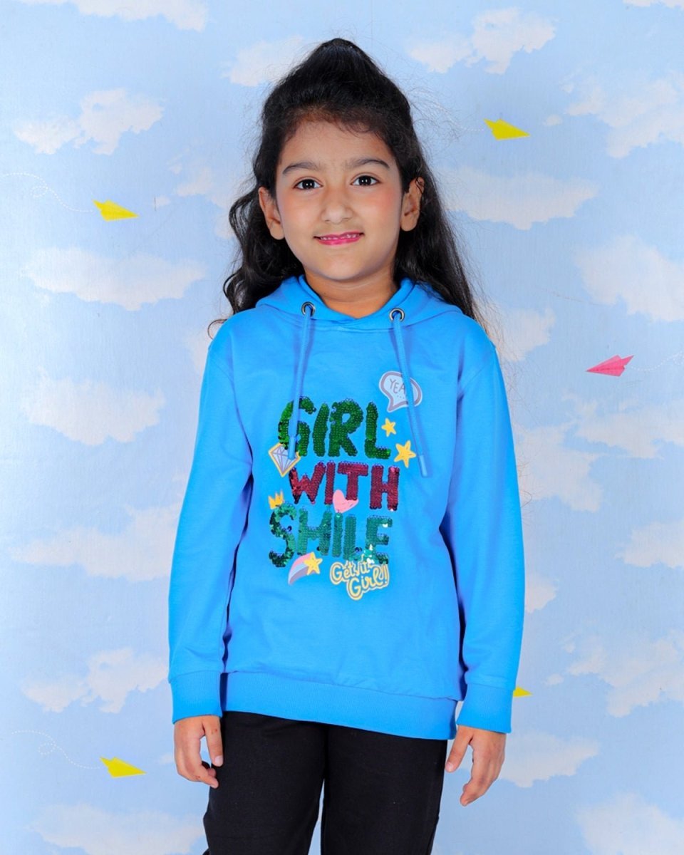 Girl With Smile Hooded Sweatshirt For Girls