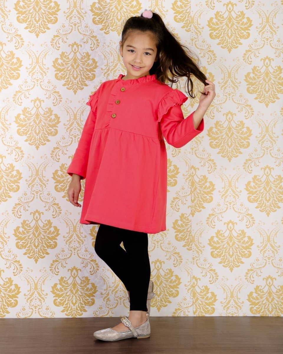 Cute Raspberry Girls Hooded Sweater Dress