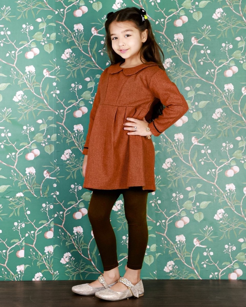 Ginger Spice Girls Flannel Dress With Brown Leggings