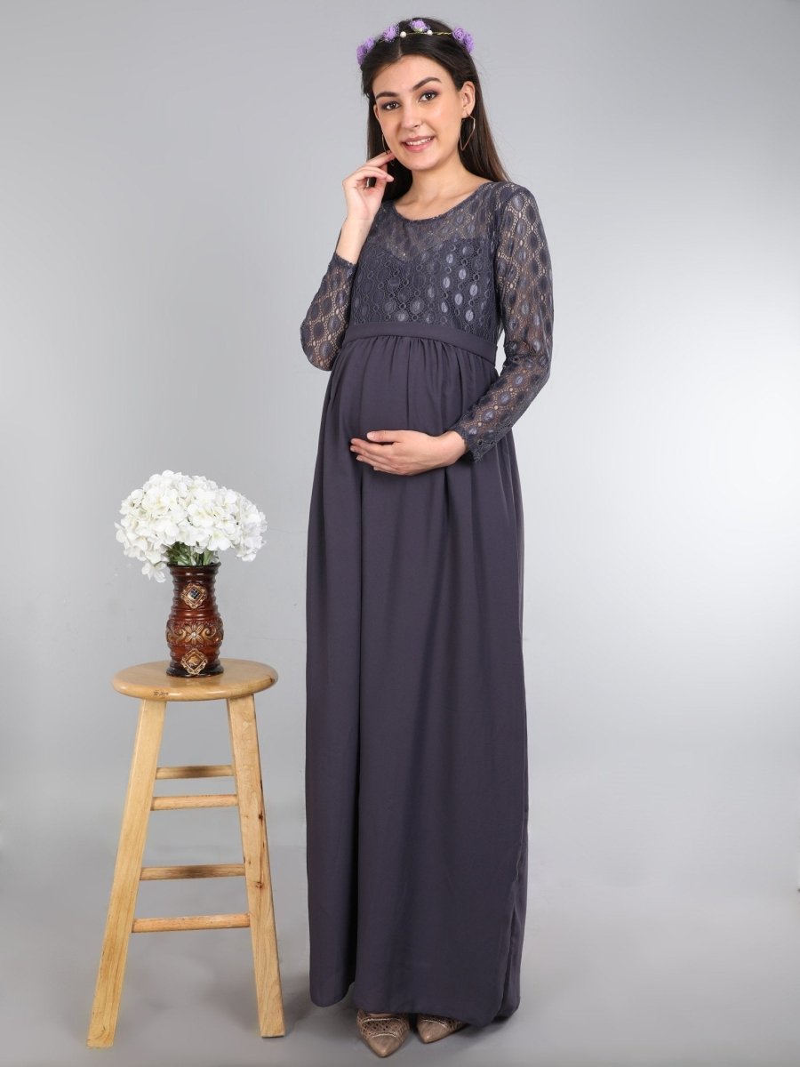 Glamorous Maternity Gown Grey