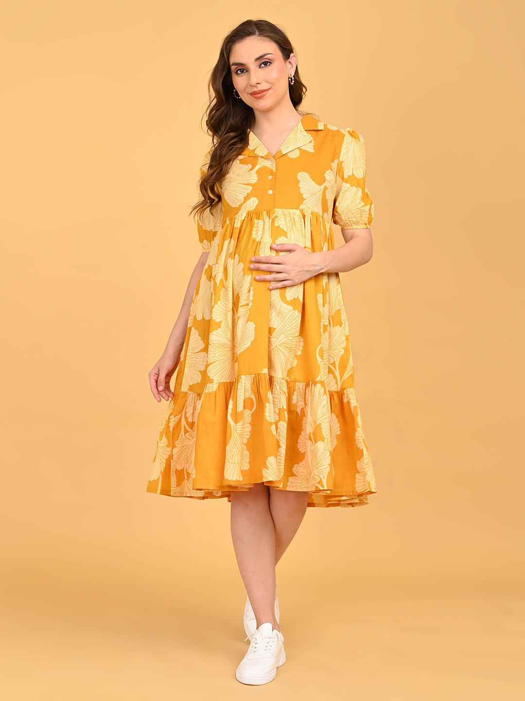 Golden Lily Maternity and Nursing Dress Yellow