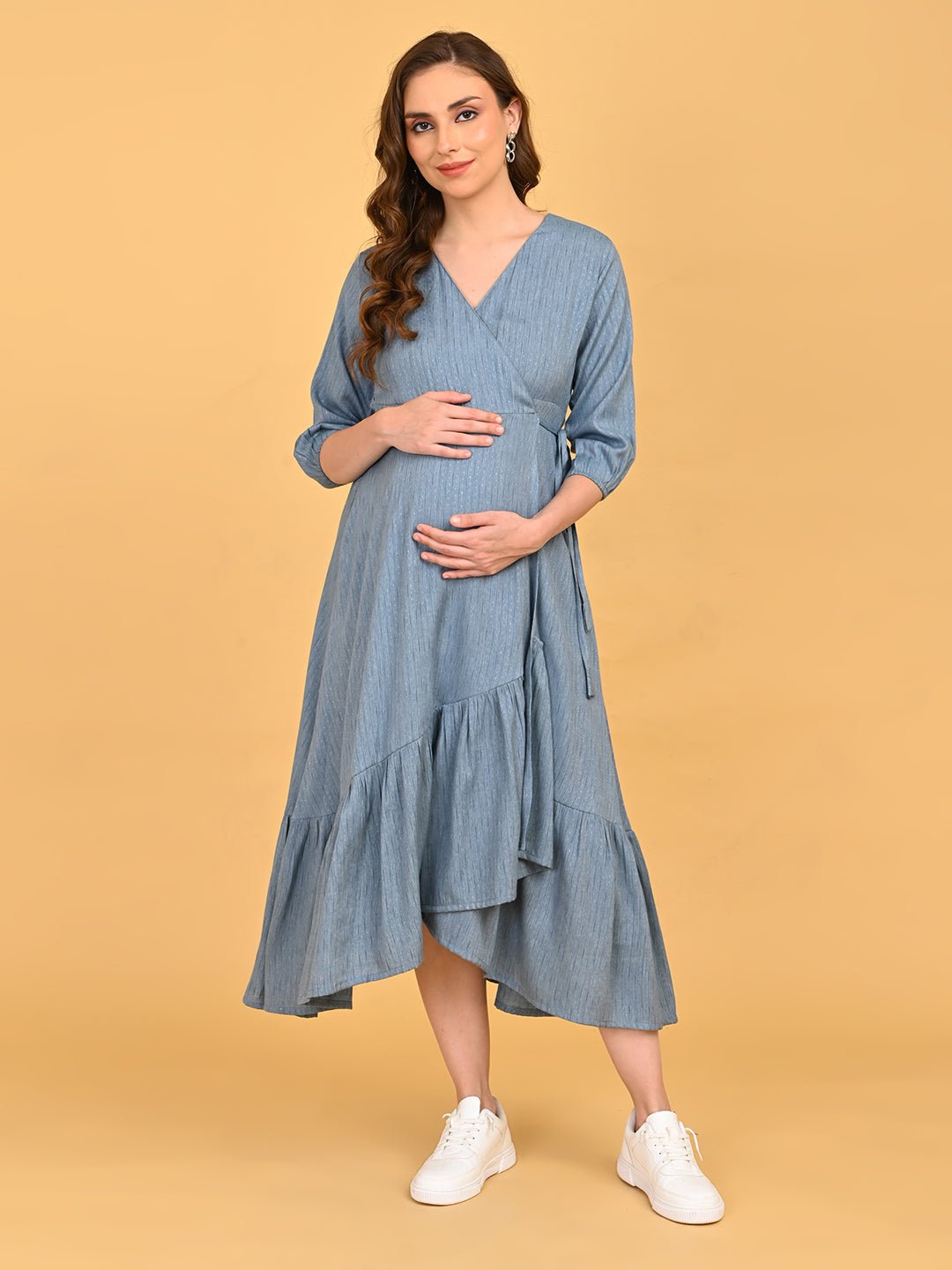 Grey Escape Maternity and Nursing Wrap Dress Grey