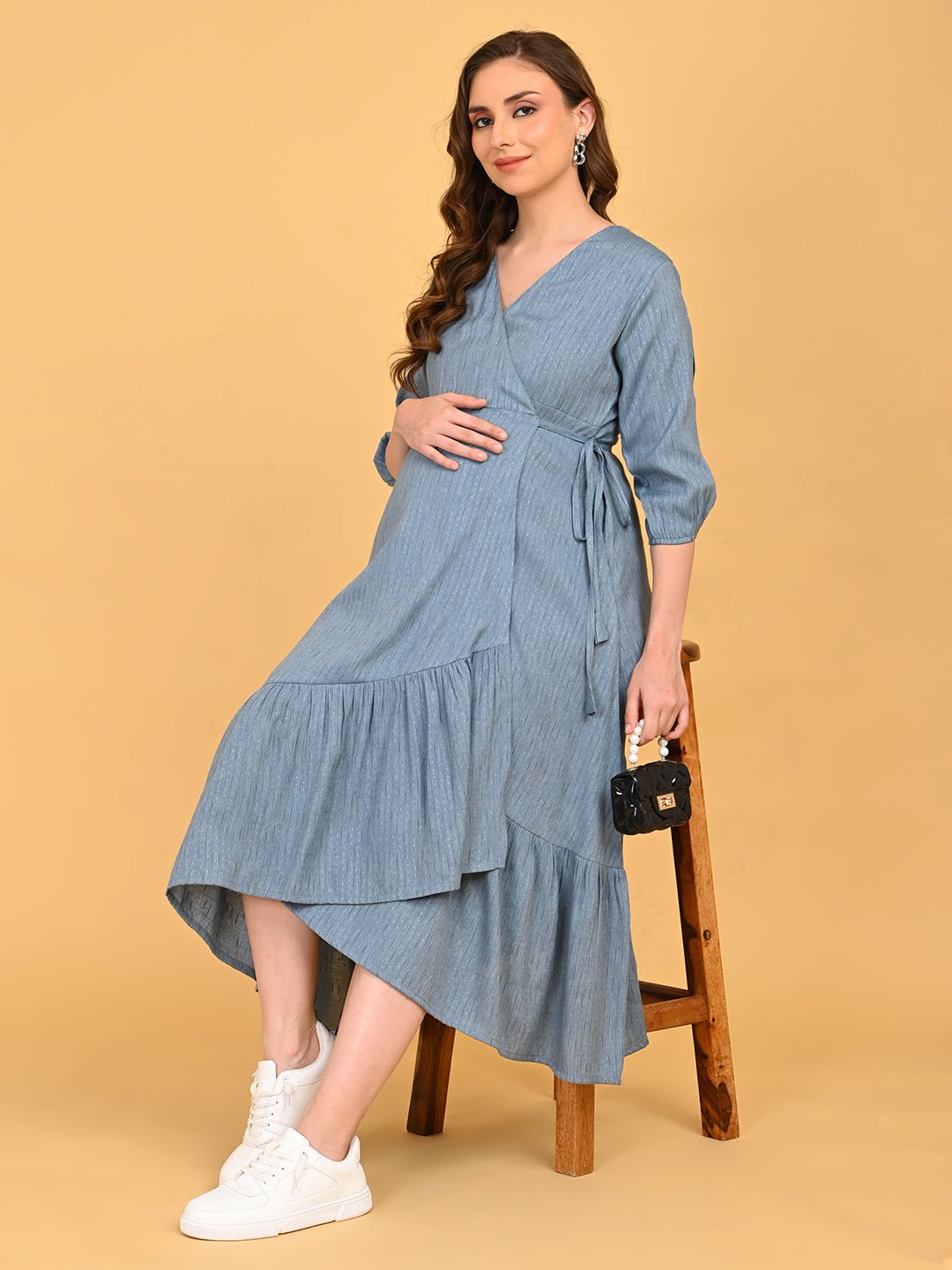 Grey Escape Maternity and Nursing Wrap Dress Grey