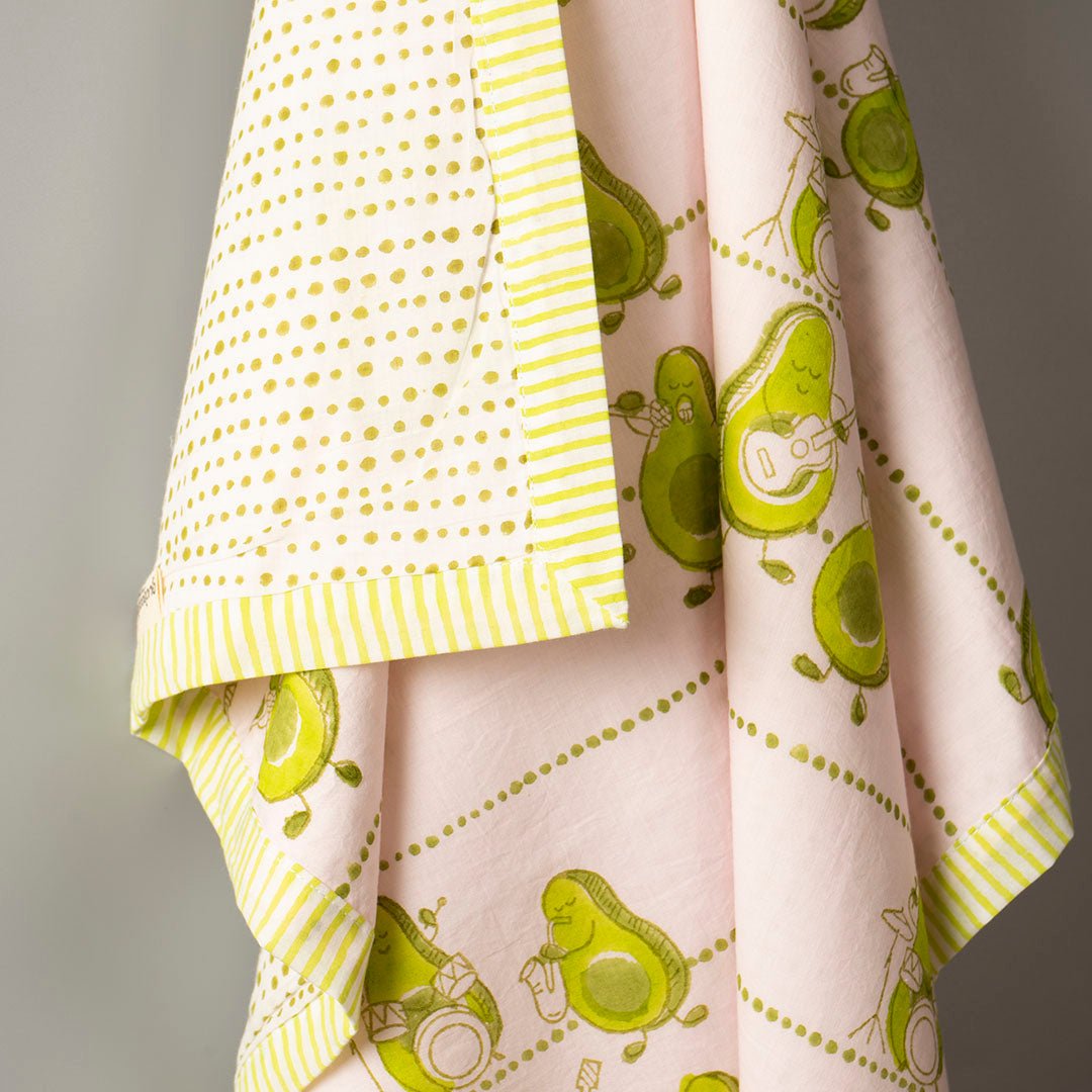 Avocados Jam 1 PC Kids Cotton Muslin Dohar With Hand Screen Print