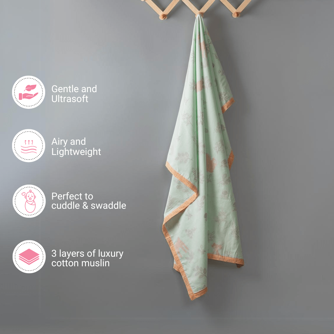 Enchanted Forest 1 PC Kids Cotton Muslin Dohar Blanket