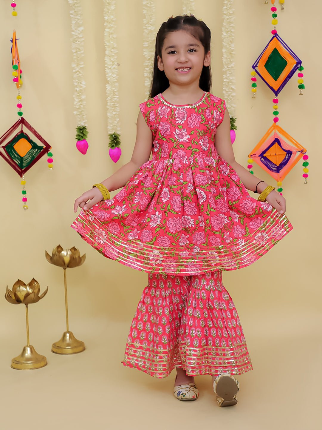 Gulaabi Rani Girls Anarkali Sharara Set