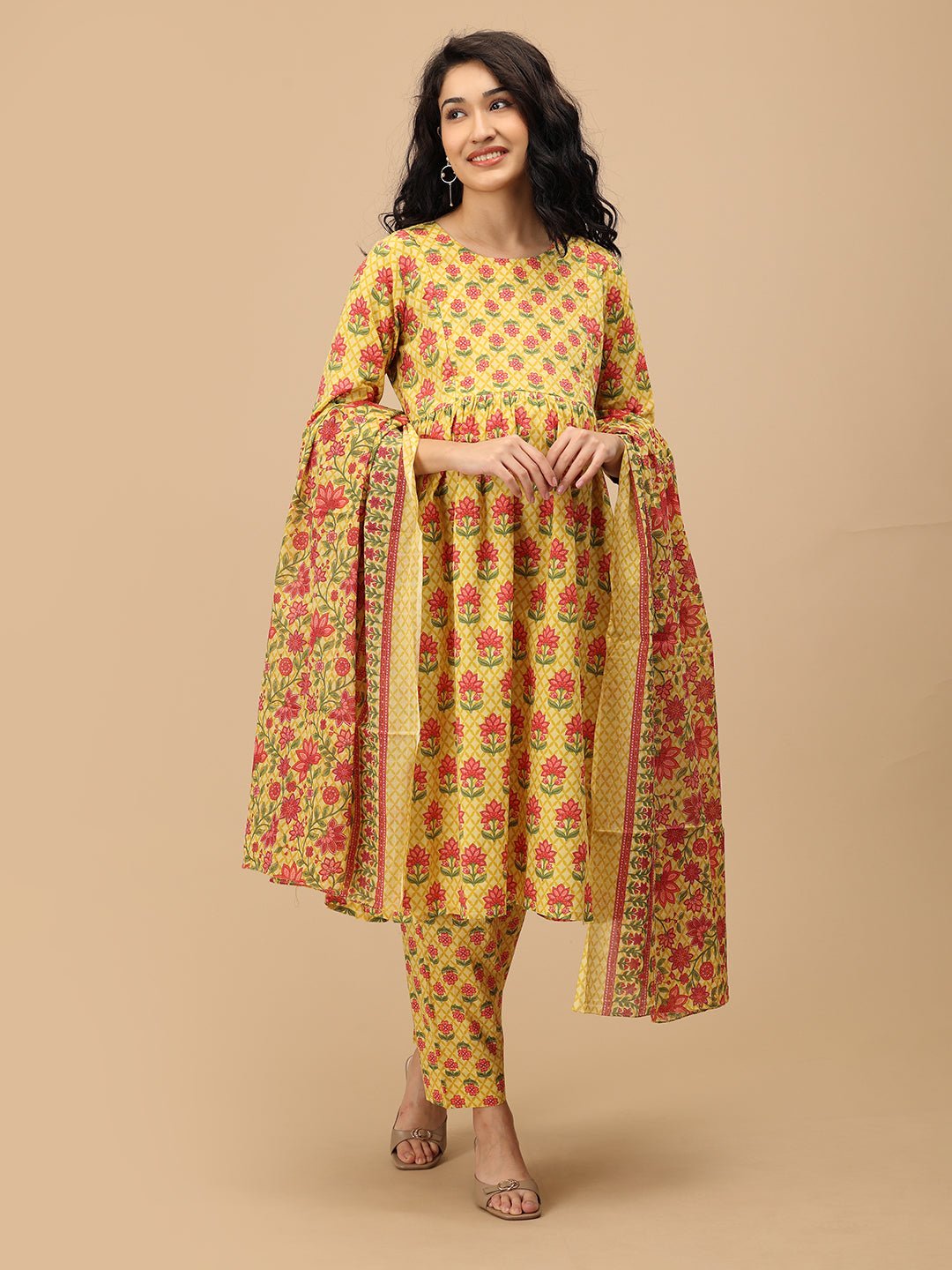 Gulmohar Grace Maternity and Nursing Kurta Set Yellow