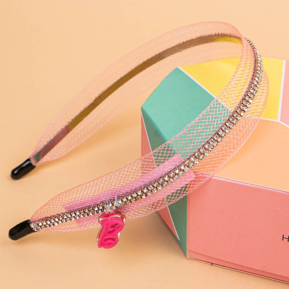 Pink Crystal Net Kids 3pcs Hair Accessory Gift Set With Charms