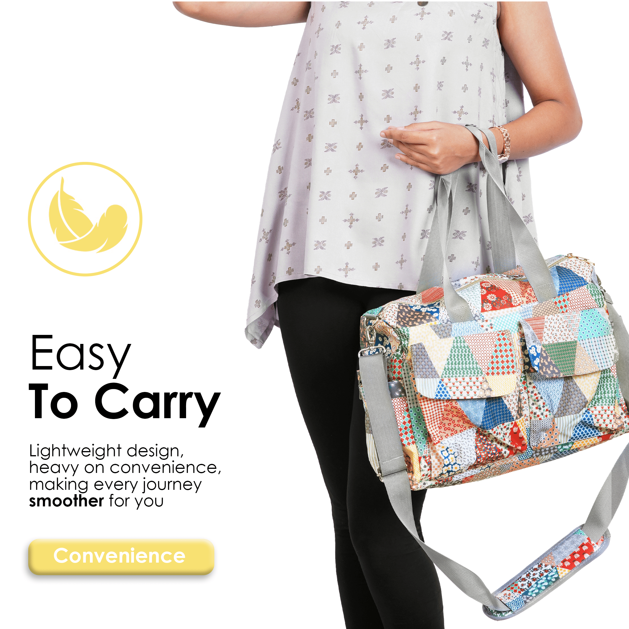 Happy Bear Baby Premium Diaper Bag Shoulder Type Travel Grey 1.32lb