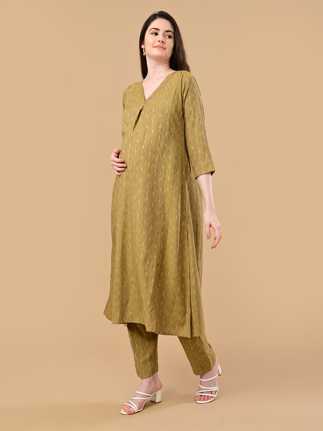 Honey Haze Maternity and Nursing Co Ord Set Ecru